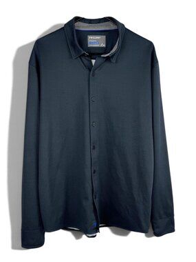 Twillory Long Sleeve Button Down Polo Dot Navy 2XL Athleisure Travel Performance